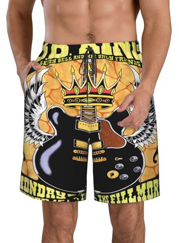 IJHRSFDST B.B. Singer King Herren Beach Shorts - Quick-Dry Badehose Blues Music Legend Print Leichte Lässige Sommerkleidung, A-7, XL