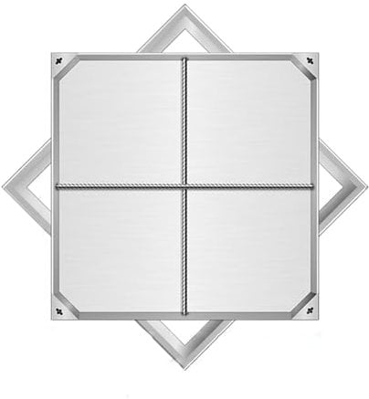Edelstahl Schachtabdeckung mit Rahmen, Unsichtbare Gullideckel, Quadratischer Klärgrubendeckel mit Sockel, für Hof, Einfahrt, Gehweg(30x30x5cm)
