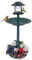 GOPLUS Mangeoire Oiseaux Exterieur sur Piédestal 3 en 1 avec Lumière Solaire, Dia. 50 CM, Abreuvoir Oiseaux Exterieur avec LED, Bain d’Oiseau et Décoration Vintage pour Terrasse, Cour (Bronze Vert)