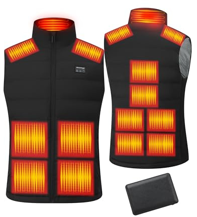 WaooHeat Heated Gilet with Power Bank,Heated Vest for Men Women 15 Heating Zones Intelligent Lightweight Electric Heating Vests Jacket 10000mAh Rechargeable Battery for Hunting Winter Christmas Gifts
