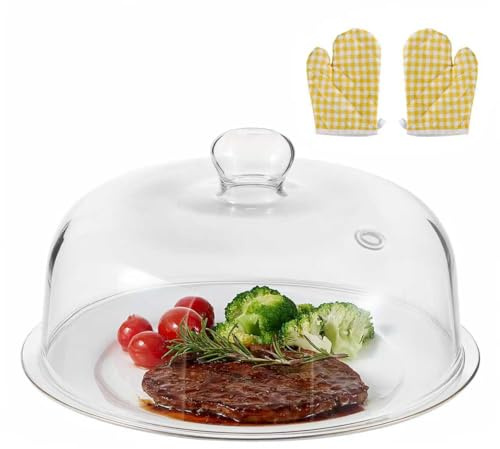 10 inch Glass Microwave Splatter Cover for Food,5 inch Tall BPA-Free Non Toxic Non Plastic Microwave Lid Guard