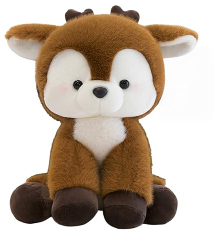 Xiyocadt Hirsch Kuscheltier, Sitzender REH Kuscheltier, Plüschtier Rentier, Rentier Deko, Cute Plushie für Kinder Mädchen Jungen (30CM,Braun)