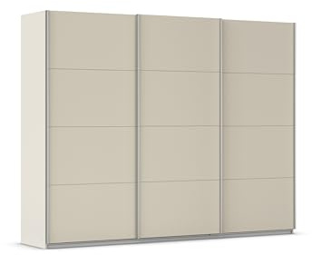 Rauch Möbel KULMBACH, Schwebetürenschrank, Farbe Beige, Breite 271 cm | Kleiderschrank mit Schwebetüren, Schiebetüren, 3-türig, Zubehör Basic, für Schlafzimmer, Jugendzimmer, Garderobe, Flur