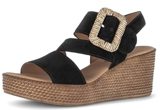 Gabor Damen Keilsandalen, Frauen Sandalen,keilabsatz,wedge-heel,hoch,sommerschuhe,freizeitschuhe,offene schuhe,schwarz (S.natur),37 EU / 4 UK