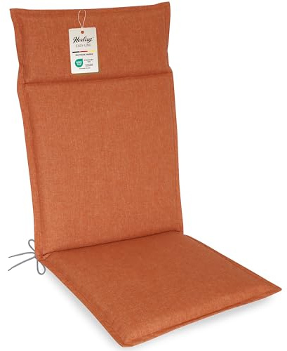 Herlag Polsterauflage Bea Hochlehner 120x50x4,5cm - Wasserabweisende Gartenstuhlauflage Fleckschutz - Bequeme Camping Sitzauflagen - Pflegeleichte Easy-Line - Öko Tex 100 - Orange