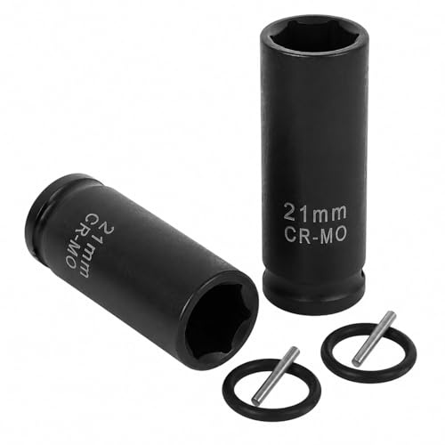 2 Pack 21mm Scaffolding Impact Socket, 1/2 Inch Drive Deep 6-Point CR-MO Socket with Retaining Pin and O-Ring, Long Reach Scaffold Socket for Scaffold Clamps and Long Bolts
