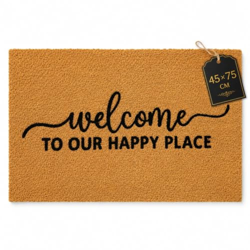 LSC Coir Door Mat Natural Coir Heavy Duty Non Slip Rubber Back 45 x 75 cm | Outdoor Front Large Door Mat, Rubber Backing, Heavy Duty Natural Coir, Non Slip Indoor Outdoor Entrance Mat, Dirt Trapper