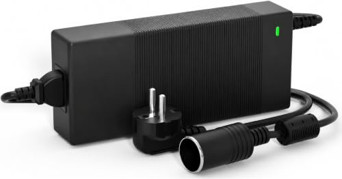 TOCVEOE Convertidor de Corriente 220V a 12V 10A 120W, Toma de Mechero | Transformador AC-DC, Salida Estable, Indicador, Cable de 2,1 m, para Inflador, Aspiradora, Compresor y Limpiador de Coche
