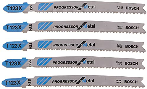 Bosch T123X 5 Pieces 4 in. 10-24P TPI Progressor for Metal T-Shank Jig Saw Blades