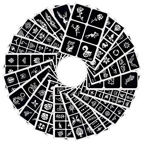 282 Designs Temporary Tattoo Stencils Removable Tattoo Stickers Face Paint Stencils Body Art Stencil Pack for Glitter Tattoos/Face Paint/Body Art/Temporary Tattoo