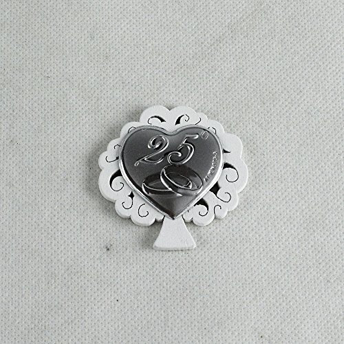 DLM26791 (Kit 12 Pezzi) Calamita Magnete Albero della Vita in Legno e Cuore per 25° Anniversario di Nozze bomboniera