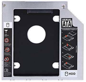 Tonysa 2nd HDD SSD Festplatte Caddy,13Pin SATA-I/SATA-II/SATA-III Laufwerkschacht Adapter,Optische Laufwerk Festplattenrahmen für 9.5 mm SATA 2.5 Zoll Festplatte