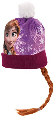 Frozen - Die Eiskönigin Anna Wintermütze in Rosa mit Zopf, Größe:52