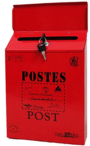 TentHome Boîte aux Lettres Murale Vintage Boîte aux Journaux avec Rabat et Serrure (Rouge 1)