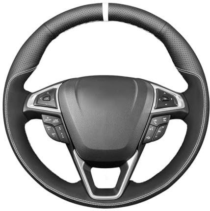 MEWANT Lenkradbezug für Ford Mondeo 2014-2020 / Edge 2015-2020 / Galaxy 2015-2020 / S-Max 2015-2020 Lenkradhülle Handgenähte Customized aus Echtleder & Wildleder Lenkrad Wrap