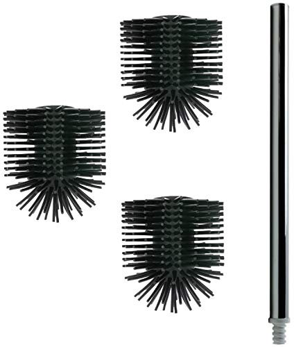 3X Ersatz Bürstenkopf Silikonbürste + Edelstahlgriff 26cm / Austauschbürste Wc Toilettenbürste