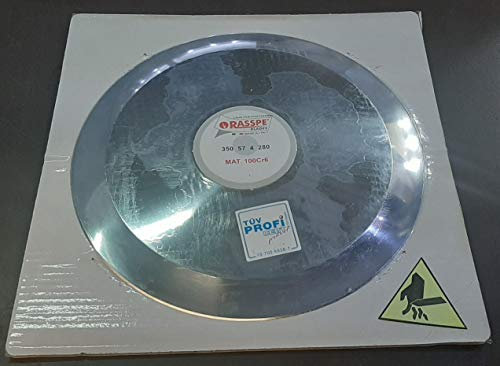 RASSPE Lama per affettatrice 350 mm diametro foro centrale 57 mm - 4 fori fissaggio lama - diametro coprilama 280 mm. Materiale 100Cr6
