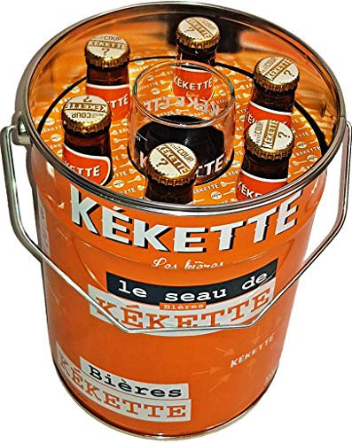 Seau La Kekette contenant 6 bières Kekette Blonde 25cl et un verre Kekette 25cl