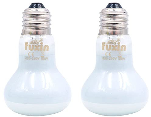 ANCLLO 2pcs Reptile Heating Bulbs, Durable Infrared Heat Lamp Warming Light Bulb White Pet Light for Reptile and Amphibian Lizard Tortoise Spider Snake Chameleon 220-230V(50W)