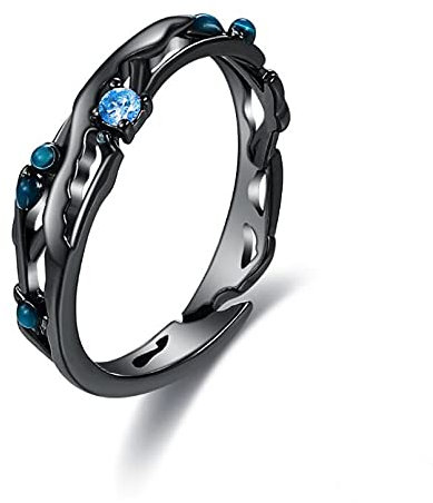 BAJIE Ehering Schwarz Paar Ring Blau Hell Zirkonia Ring 925 Sterling Silber 925 La