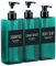16.9oz Shampoo Conditioner Bottles, Segbeauty 3pcs 500ml Pump Press Dispenser with Labels, Empty Refillable Shampoo Body Soap Conditioner Gel Plastic Bathroom Press Lotion Containers Light Sea Green