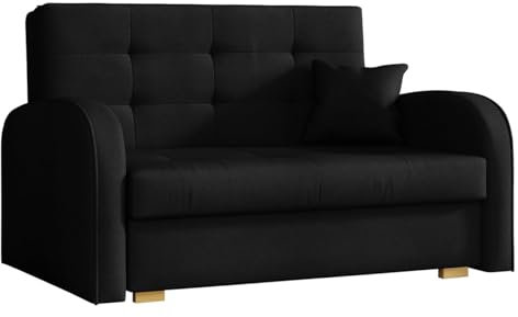 Mirjan24 Schlafsofa Viva Gold II mit Bettkasten, 2 Sitzer Polstersofa mit Schlaffunktion inkl. Kissen, Sofa, Sofagarnitur, Bettsofa, Wohnlandschaft, Farbauswahl (Kronos 07)
