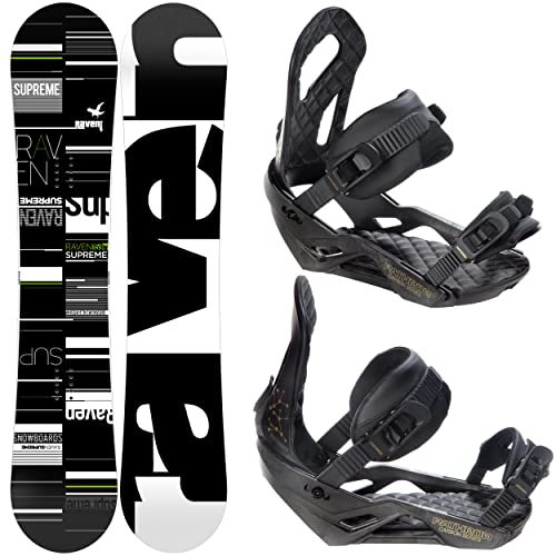 RAVEN Snowboard Set: Snowboard Supr Black/Green + Bindung Pathron at, CT oder Rage MP180 (157cm, Pathron CT S/M (40-43))