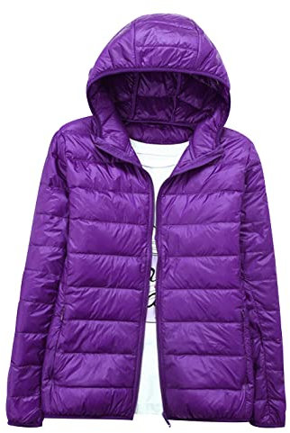 Piumino Leggero Donna con Cappuccio Invernale Puffer Jacket Piumini Leggeri Donna Giacca Cappotto Giubbino Giacche Piumino Giubbotto Oversize Primaverile Donna Taglie Forti Down Jacket Donna Viola M