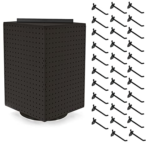 Azar Displays 701414-BLK-4B32 Drehbares Arbeitsplatten-Display-Set mit Haken im Lieferumfang enthalten, Stecktafel-Spinner-Organizer, Schmuck-Organizer, Einzelhandel-Display, Halskettenhalter,