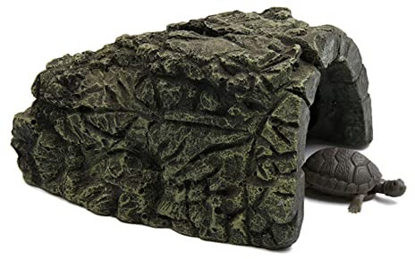 Niuhong Reptilien Versteck Höhle Fisch Landschildkröten Platform Felsen Versteck Fische Stein Echsen Basking Habitat Unterschlupf Amphibien Terrarium-Versteck Schildkröten Höhle Aquarium Dekor (L)