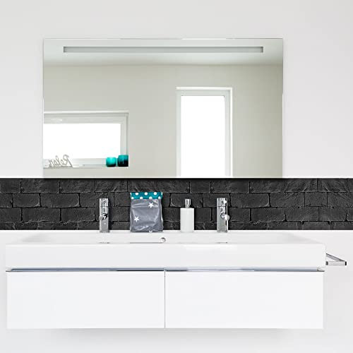 Bordura Spritzschutz für die Küche, Wandaufkleber, Ziegelsteine, schwarz, 195 x 23,5 cm, 100% Made in Italy mit ungiftiger Tinte, schwer entflammbar und wasserbeständig