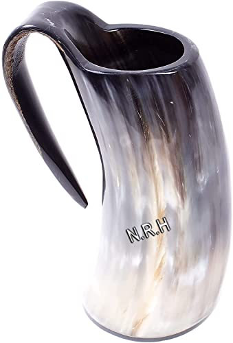 Nautical Replica Hub Viking Drinking Horn Mug Medieval Style Genuine Ox Horn Mug Artisans Tankard for Ale Beer Mug Game of Thrones Merchandise Handcrafted