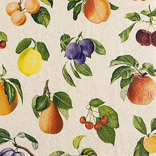 20 Servietten Eco Line nachhaltig aus 100% Recycling-Papier Gartenobst | Fr?chte | Obst | Frühling | Sommer | Tischdeko 33x33cm
