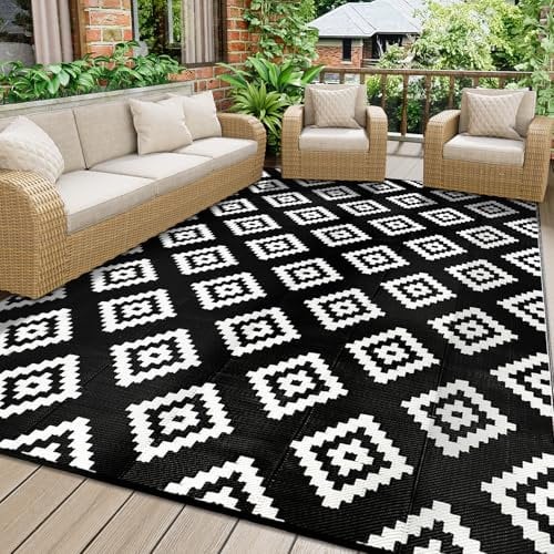 Homcomodar Tappeto da Esterno Grande 150x245cm Tappeto Esterno Terrazzo per Impermeabile Resistente ai Raggi UV Tappeti Plastica Tappeto per Giardino Patio Spiaggia
