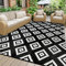 Homcomodar Outdoor Teppich Wetterfest 150x245cm Patio Teppiche Kunststoff Stroh Teppiche UV-beständige Camping Matte Reversible Matte Outdoor Teppich für Patio Clearance Picknick Deck(Schwarz)