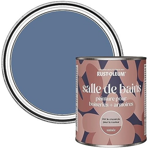 Rust-Oleum Blue Moisture Resistant Bathroom Wood and Cabinet Paint in Satin Finish - Blue River 750ml
