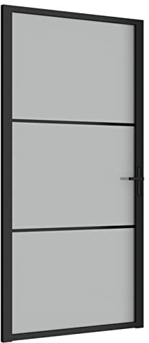 Gecheer Innentür Struktur Türrahmen Zimmertür Innentüre Türverkleidung Türpolsterung Schiebetürbeschlag 102,5 x 201,5 cm (B x H) Hartglas, Aluminium Montagezubeh?r inbegriffen Schwarz und Transparent