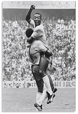 QIUMING Leinwand-Poster, Motiv: Fußball-Pele, Der König des Fußballs, Wandkunst, Bilderdrucke, hängende Fotodekoration, Heimposter, Kunstwerke, 60 x 90 cm