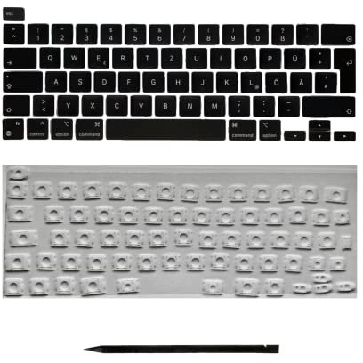 Generisch Ersatztasten & Scharniere für MacBook Pro 13 (2020) DE-Layout QWERTZ - Metall, Modern, Silber, Unbehandelt