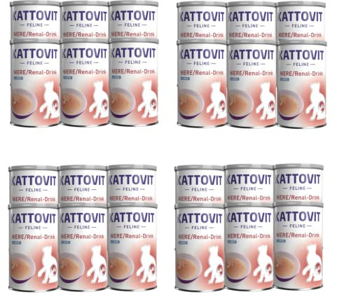 Kattovit Niere/Renal-Drink Ente | 24er Pack | 24 x 135 ml | Ergänzungsfuttermittel für ausgewachsene Katzen | Fleischstückchen mit Ente | Zur Unterstützung der Nierenfunktion