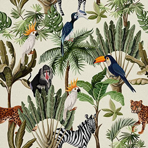 HEKO PANELS Stoff Oxford Wasserdichte Meterware Canvas-Stoff Polyester Stoff Zum Nähen Nähstoffe Dekostoffe Wasserabweisend Blickdicht Exotische Tiere 5 Meter 155 x 500 cm, DR084/5mb