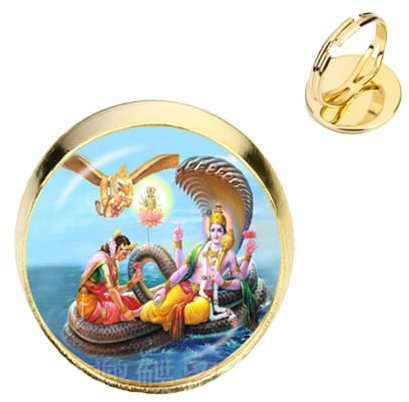 AMAZETEC Drop Shipping Ganesha-Statue, Hindu-Gott-Ringe, Vintage-Stil, Lord Ganesha, indischer Buddhismus, verstellbarer Ring für Damen, 25, Glas, Erstellter Peridot