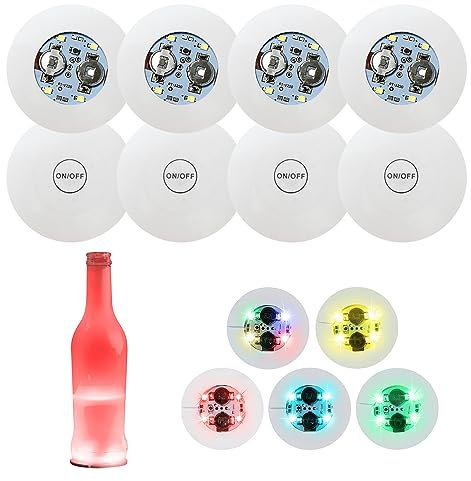 8pcs Sticker Mood Lights, Universal Light Up Coasters, Self-Adhesive Bottle Lights, Multicolor Drink Coasters, 3 Light Modes, Suitable for Wedding Party, Christmas, Bar