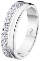 LOTUS SILVER Damenring 925 Sterling Silber - Ergonomisches Design und Perfekte Passform LP3446-3/116 - Ideal für Verlobung - Antrag - Versprechen - Mit Zirkonia - Damenringe