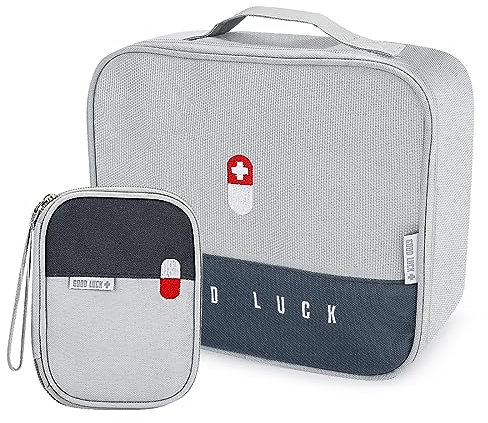 BBjinronjy Reiseapotheke Tasche Leer Medikamententasche Reise,2-teiliges Taschen-Erste-Hilfe-Set, tragbare Medizintaschen für Reisen, Camping und Wandern, leicht (groß und klein)