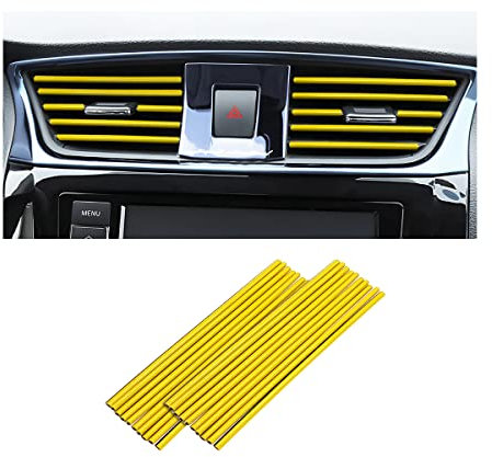 CGEAMDY 20 Piezas Tiras Decorativas para el Aire Acondicionado del Coche, Accesorios para el Interior del Coche, Tira Decorativa Multicolor para la MayoríA de las Salidas de Aire (Amarillo)