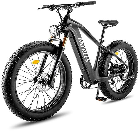 Fafrees CarbonM e Bike 26 * 4.8 Zoll, Carbonfaser Elektrofahrrad 95N.m Motor, Fat ebike Herren 48V 22.5Ah Akku, 25km/h Hydraulic Disc Brakes, 180Kg Max, 180-220CM