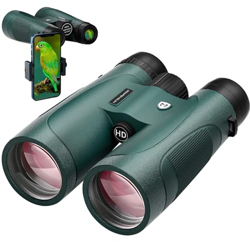 15x52 HD Binoculars for Adults High Powered with Upgraded Phone Adapter - Large View Binoculars with Clear Low Light Vision - Lightweight Waterproof Binocular for Bird Watching Travel Hunting Cruise