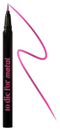 KRASH KOSMETICS Eyeliner Rosa To Die For Metal SUPER FEMME- Formula Waterproof 24h Larga Duración - Eyeliner Colores Pigmentados -Aplicador de Fieltro Punta Fina- Vegano y Cruelty Free