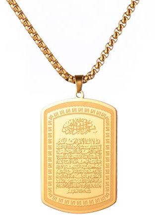 VASSAGO Islamische Halskette für Männer Frauen Koran Ayatul Kursi Allah Halskette arabisches Schmuck geschenk aus Edelstahl
